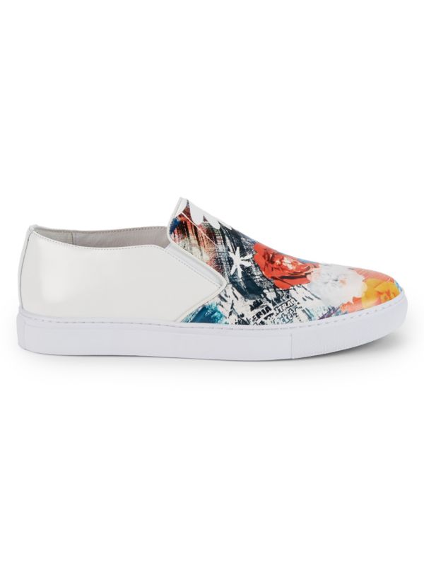 Robert Graham Buddy Floral Leather Slip-On Sneakers